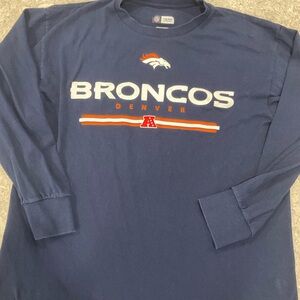 Denver Broncos NFL Team Apparel Long Sleeve Navy Shirt-Large
